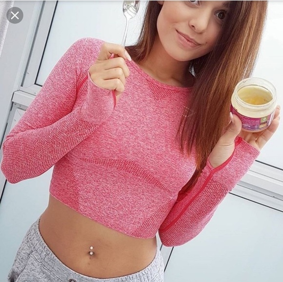 Gymshark seamless crop top pink sherbet size small - Picture 5 of 5